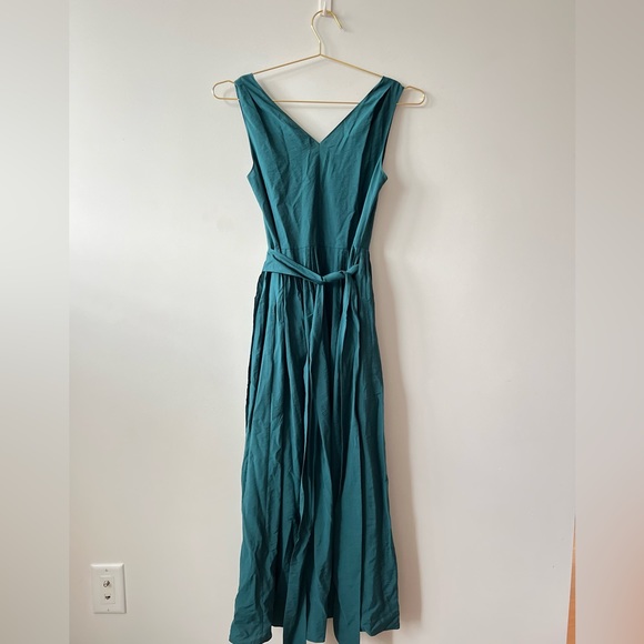NWT VINCE Teal Sleeveless Midi Wrap Dress - Picture 7 of 10